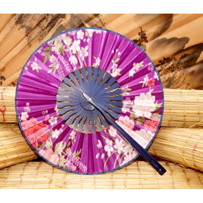 Веер дерево / ткань складной круглый №23