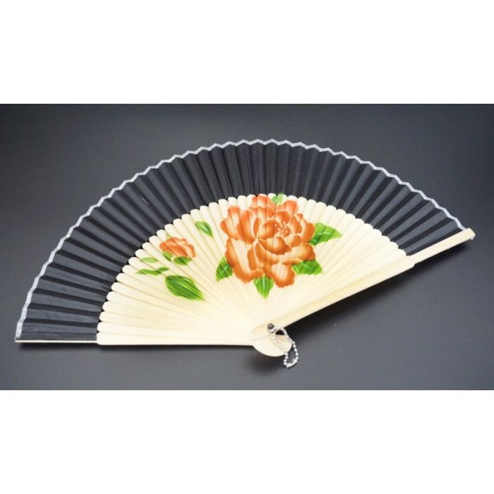 Веер сатин + бамбук №17 чёрный
