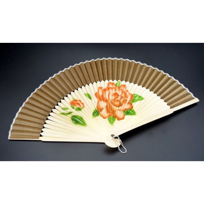 Віяло сатин + бамбук №17 коричневий