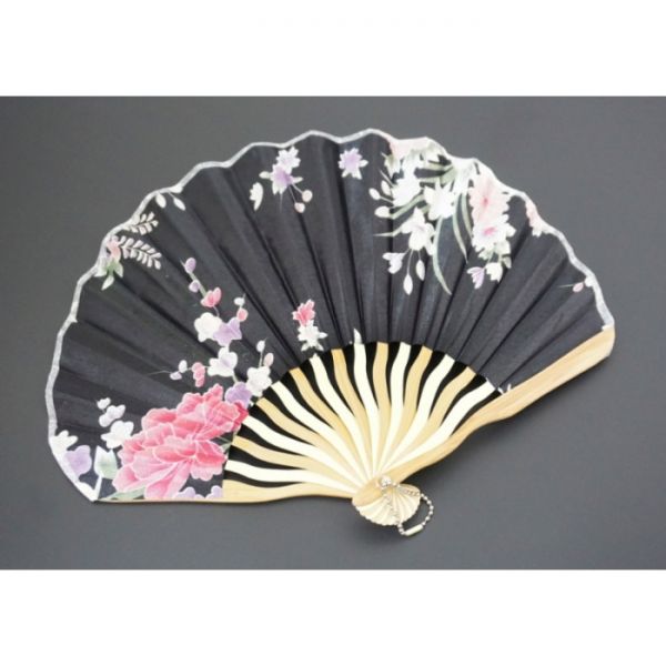 Веер "Волна" шёлк + дерево №10