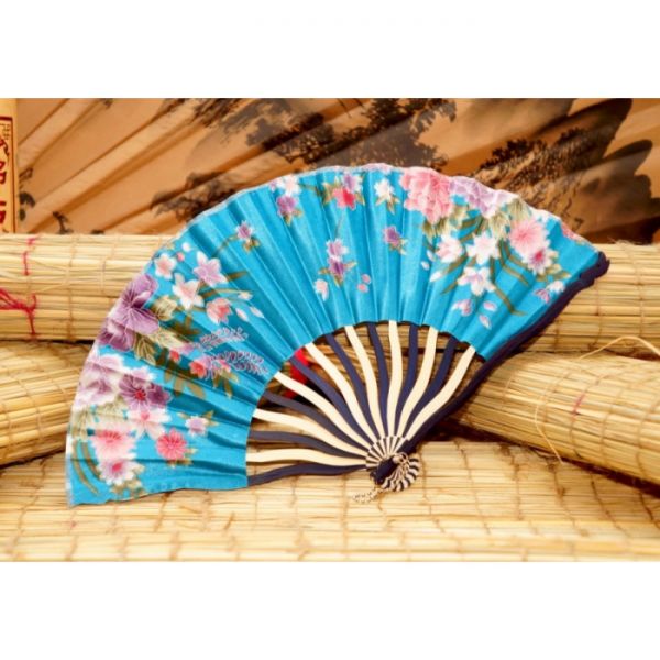 Веер "Волна" шёлк + дерево №16