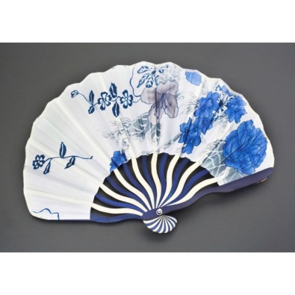 Веер "Волна" шёлк + дерево №3