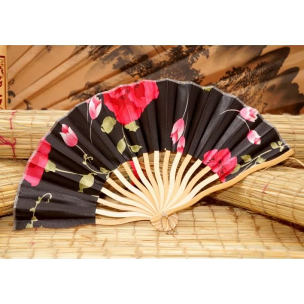 Веер "Волна" шёлк + дерево №5