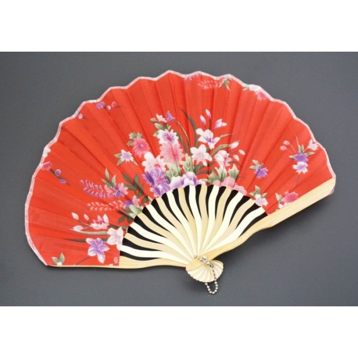 Веер "Волна" шёлк + дерево №9