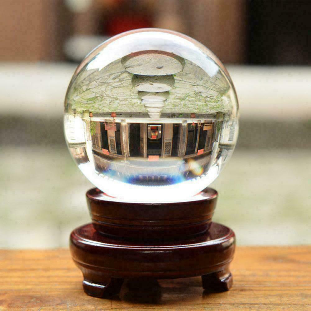 Куля скляна магічна на дерев'яній підставці d = 12 см
