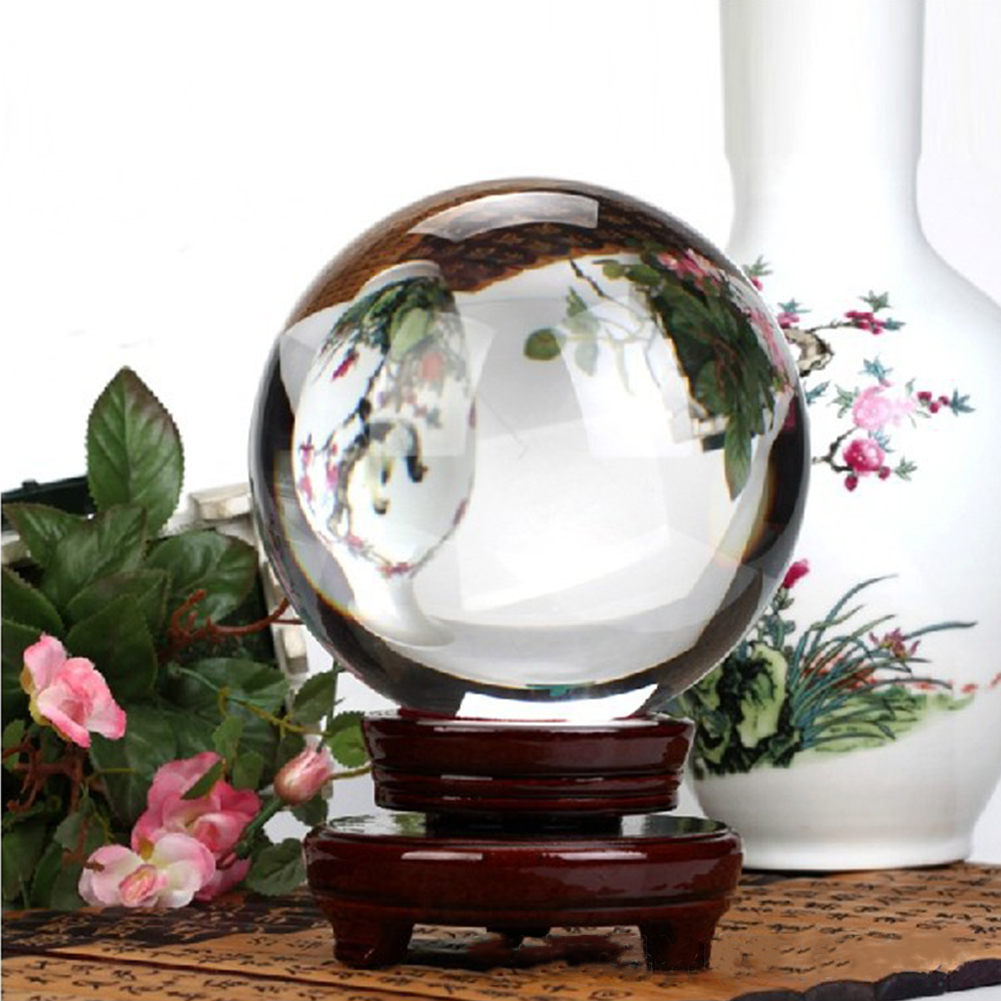 Куля скляна магічна на дерев'яній підставці d = 12 см