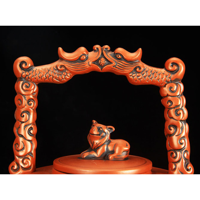 Чайник глиняный "Шестиугольный дракон" чёрный 2800 мл.